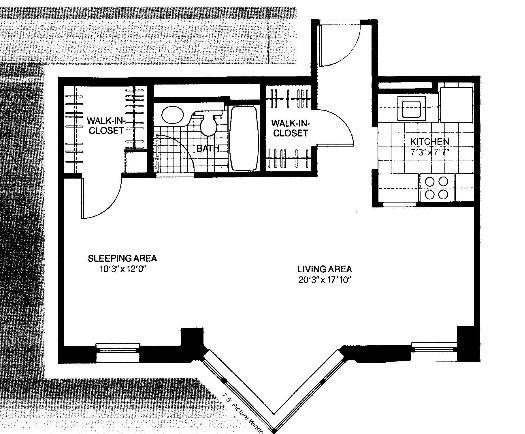 401 E Ontario Floorplan - 06 Convertible Studio South Tier